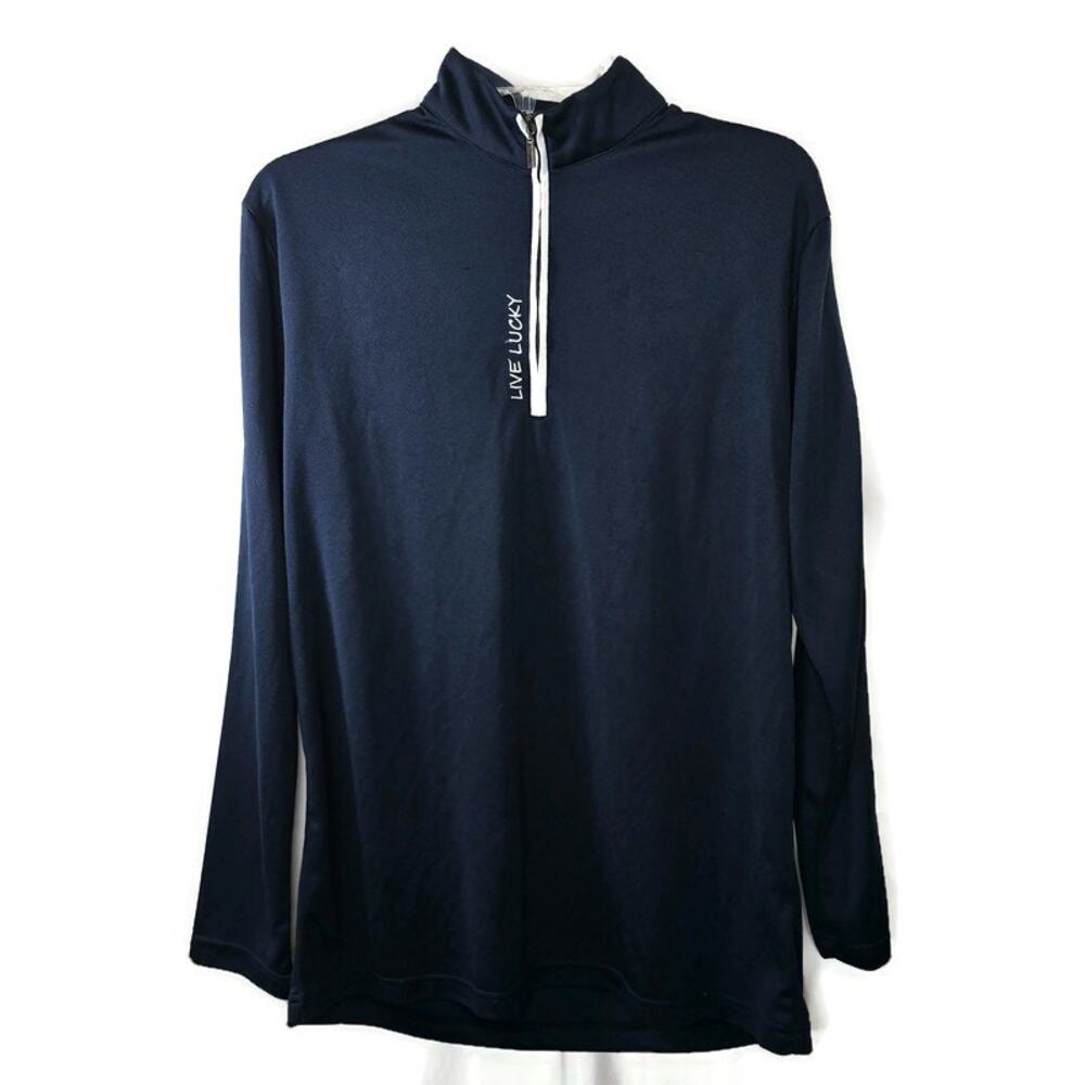 Men's Black Clover Live Lucky Navy 1/2 Zip Top Size Small